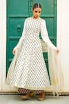 Buy_The Home Affair_Off White Pure Cotton Printed Floral Round Anarkali Palazzo Set _at_Aza_Fashions