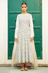 The Home Affair_Off White Pure Cotton Printed Floral Round Anarkali Palazzo Set _Online_at_Aza_Fashions