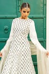 Shop_The Home Affair_Off White Pure Cotton Printed Floral Round Anarkali Palazzo Set _Online_at_Aza_Fashions