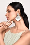 Buy_Samyukta Singhania_Blue Hand Embroidered Shell Earrings _at_Aza_Fashions