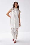 Buy_Label Kheerganga_White Viscose Collared Historical Autumn Print Long Shirt With Pant _at_Aza_Fashions