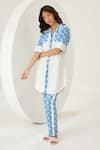 Buy_Label Kheerganga_White Viscos Crepe Print Floral Collared Neck Yoke Shirt With Pant _at_Aza_Fashions