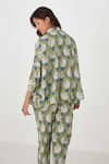 Label Kheerganga_Green Viscos Crepe Print Tulip Bloom Collared Neck Shirt With Pant  _at_Aza_Fashions