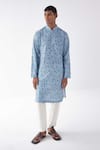 Buy_Label Kheerganga_Blue Viscose Crepe Printed Aztec Geometric Kurta  _at_Aza_Fashions