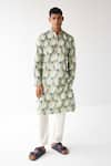 Buy_Label Kheerganga_Green Viscose Crepe Printed Tulip Flower Kurta _at_Aza_Fashions