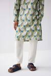 Buy_Label Kheerganga_Green Viscose Crepe Printed Tulip Flower Kurta _Online_at_Aza_Fashions