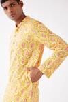 Buy_Label Kheerganga_Yellow Cotton Printed Mughal Floral Kurta _Online_at_Aza_Fashions