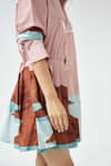 Label Kheerganga_Pink Viscose Crepe Woven Collared Mountain Valley Pleated Skirt Dress  _at_Aza_Fashions