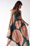 Shop_Label Kheerganga_Green Viscose Crepe Printed Shell Halter Sandy Shore Neck Dress _Online_at_Aza_Fashions