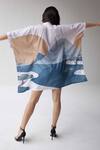 Shop_Label Kheerganga_White Viscose Crepe Printed Mountain Mandarin Echoes Kaftan Dress _at_Aza_Fashions