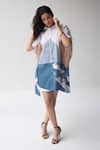 Shop_Label Kheerganga_White Viscose Crepe Printed Mountain Mandarin Echoes Kaftan Dress _Online_at_Aza_Fashions
