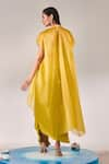 One Knot One_Yellow Cape Pure Organza Embroidered Sequins Cape Open Zardozi Skirt Set _Online_at_Aza_Fashions