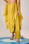 Buy_One Knot One_Yellow Cape Pure Organza Embroidered Sequins Cape Open Zardozi Skirt Set _Online_at_Aza_Fashions