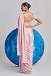 Shop_One Knot One By Ashna_Pink Metallic Foil Pre-draped Saree With Gradient Embellished Blouse _at_Aza_Fashions