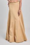 Buy_One Knot One_Beige Crinkled Crepe Satin Embroidered Sequins Blouse U-neck Draped With Skirt _Online_at_Aza_Fashions