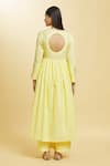 Shop_Adara Khan_Yellow Cotton, Organza Embroidery, Tassels, Blossom Crest Anarkali Palazzo Set _at_Aza_Fashions