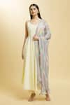 Buy_Adara Khan_Off White Cotton Plain V Neck Anarkali Pant Set _at_Aza_Fashions