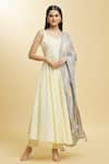 Buy_Adara Khan_Off White Cotton Plain V Neck Anarkali Pant Set _Online_at_Aza_Fashions