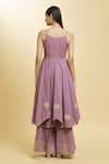 Shop_Adara Khan_Purple Cotton, Chanderi Gota Patti, Lace V-neck Chakri And Anarkali Palazzo Set _at_Aza_Fashions