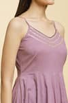 Shop_Adara Khan_Purple Cotton, Chanderi Gota Patti, Lace V-neck Chakri And Anarkali Palazzo Set _Online_at_Aza_Fashions