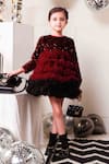 Hoity Moppet_Red Velvet Sequins Cherry Bomb Tulle Frilled Dress _at_Aza_Fashions