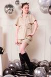 Hoity Moppet_Gold Tweed Cindy Top And Shorts Set _at_Aza_Fashions