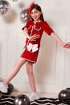 Shop_Hoity Moppet_Red Velvet Bows Extra Chilly Button Down Dress _Online_at_Aza_Fashions