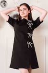 Buy_Hoity Moppet_Black Crepe Bows Feline Swarovski Dress _Online_at_Aza_Fashions