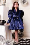 Hoity Moppet_Blue Velvet Rebel Blazer Dress_Online_at_Aza_Fashions