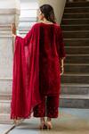Shop_Maison Shefali_Maroon Kurta Velvet Hand Embroidered Zardosi V Neck Roya Gulaab Set _at_Aza_Fashions
