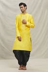 Buy_Arihant Rai Sinha_Yellow Kurta Silk Blend Embroidered Sequin Embellished With Dhoti Pant _at_Aza_Fashions