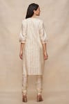 Shop_Gulabo by Abu Sandeep_Off White Chanderi Embellished Gota Work Round Neck A-line Kurta  _at_Aza_Fashions