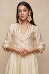 Shop_Gulabo by Abu Sandeep_Off White Chanderi Embroidered Gota And Thread Work Yoke Anarkali  _Online_at_Aza_Fashions