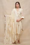 Buy_Gulabo by Abu Sandeep_Off White Chanderi Embroidered Gota And Thread Work & Dupatta  _at_Aza_Fashions