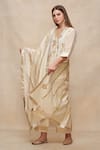 Gulabo by Abu Sandeep_Off White Chanderi Embroidered Gota And Thread Work & Dupatta  _Online_at_Aza_Fashions