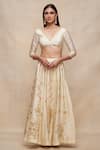 Buy_Gulabo by Abu Sandeep_Off White Chanderi Embroidered Gota And Thread Work Lehenga Skirt  _at_Aza_Fashions