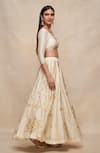 Shop_Gulabo by Abu Sandeep_Off White Chanderi Embroidered Gota And Thread Work Lehenga Skirt  _Online_at_Aza_Fashions