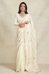 Buy_Gulabo by Abu Sandeep_Off White Chanderi Embroidered Gota And Thread Work Saree  _at_Aza_Fashions