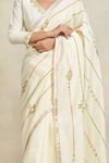 Gulabo by Abu Sandeep_Off White Chanderi Embroidered Gota And Thread Work Saree  _Online_at_Aza_Fashions