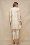 Shop_Gulabo By Abu Sandeep_Off White Chanderi Embellished Gota Work V Neck Pleated Short Kurta  _at_Aza_Fashions