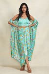 Gulabo By Abu Sandeep_Blue Modal, Satin Open Neck Abstract Print Overlay _Online_at_Aza_Fashions