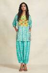 Shop_Gulabo By Abu Sandeep_Blue Chanderi Digital Print Animal Geometric Salwar  _Online_at_Aza_Fashions
