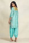 Shop_Gulabo by Abu Sandeep_Blue Chanderi Digital Print Animal Boat Geometric Kurta  _at_Aza_Fashions
