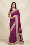 Shop_Gulabo by Abu Sandeep_Wine 100% Pure Chanderi Silk Embellished Gota Patti Saree _Online_at_Aza_Fashions