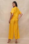 Shop_Gulabo By Abu Sandeep_Yellow Linen Collared Solid Crop Shirt _at_Aza_Fashions