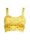 Shop_Gulabo By Abu Sandeep_Yellow Modal, Satin Embroidery Sweetheart Neck Geometric Print Blouse _Online_at_Aza_Fashions