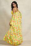 Shop_Gulabo By Abu Sandeep_Yellow Modal, Satin Open Neck Geometric Print Overlay _at_Aza_Fashions