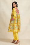 Shop_Gulabo by Abu Sandeep_Yellow Chanderi Digital Print Animal Mandarin Abstract Panelled Kurta  _at_Aza_Fashions