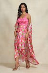 Buy_Gulabo by Abu Sandeep_Pink Modal Satin Digital Printed Diamond Geometric Sarong Skirt  _Online_at_Aza_Fashions