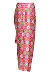 Shop_Gulabo by Abu Sandeep_Pink Modal Satin Digital Printed Diamond Geometric Sarong Skirt  _Online_at_Aza_Fashions